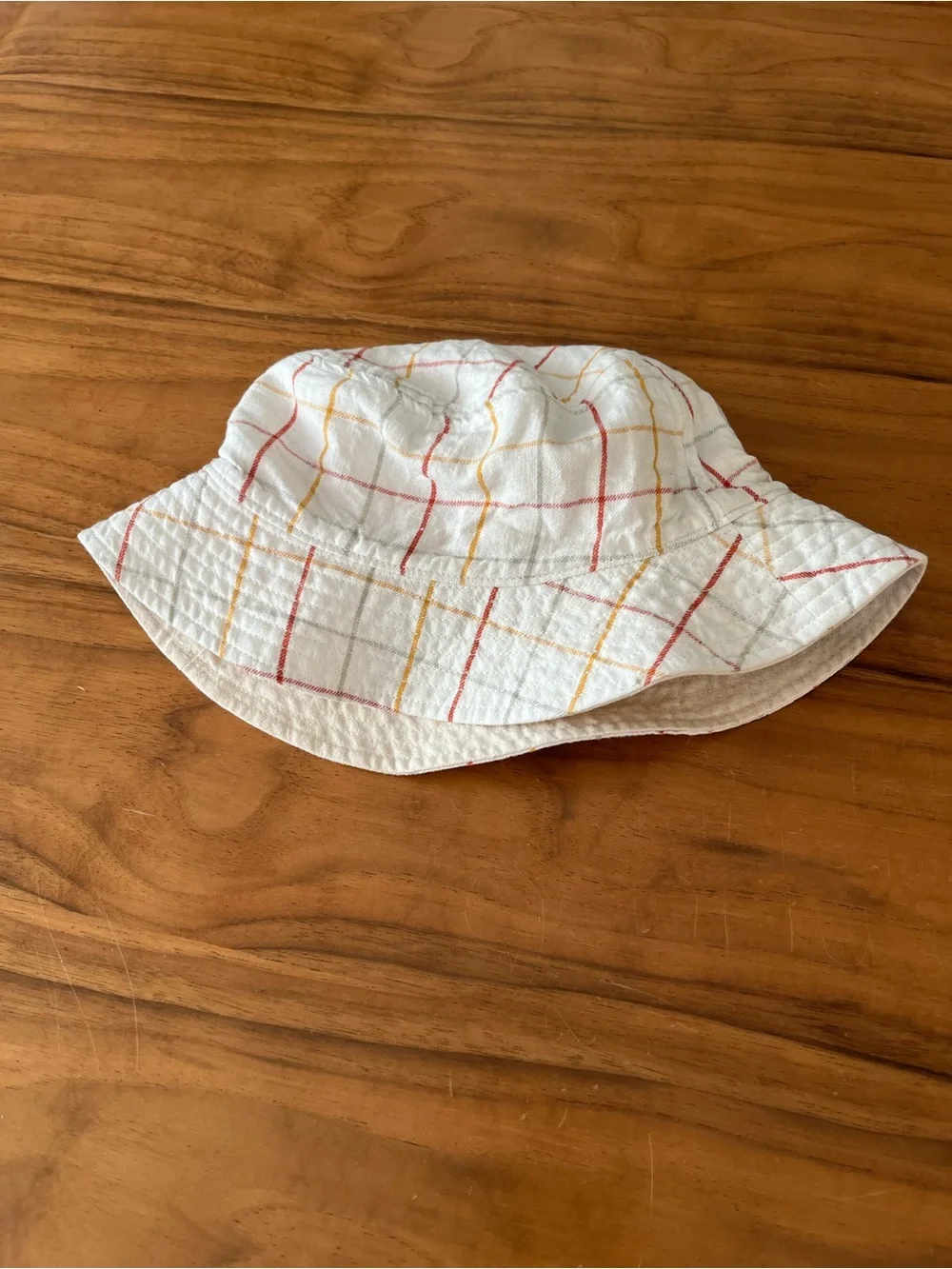 Madewell Linen-Cotton Reversible Short-Brimmed Bucket Hat - Cream/Windowpane